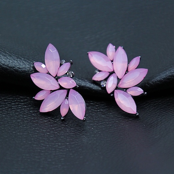 Pink and Red Leaf Drop Earrings - Picture 2 of 6